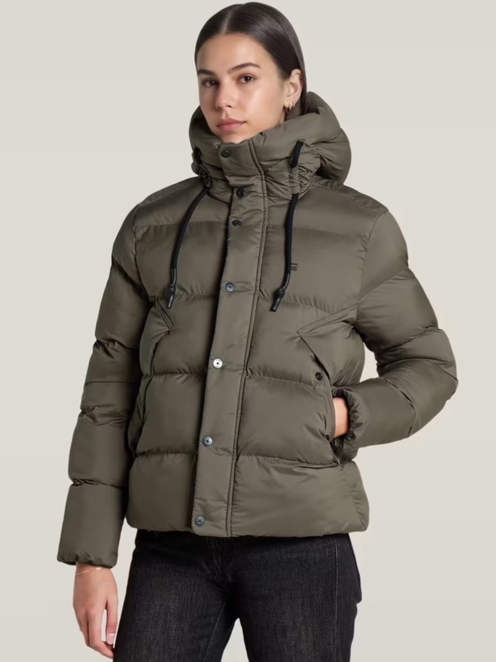 G-Star Whistler Olive Green Quilted Hooded Puffer Jacket